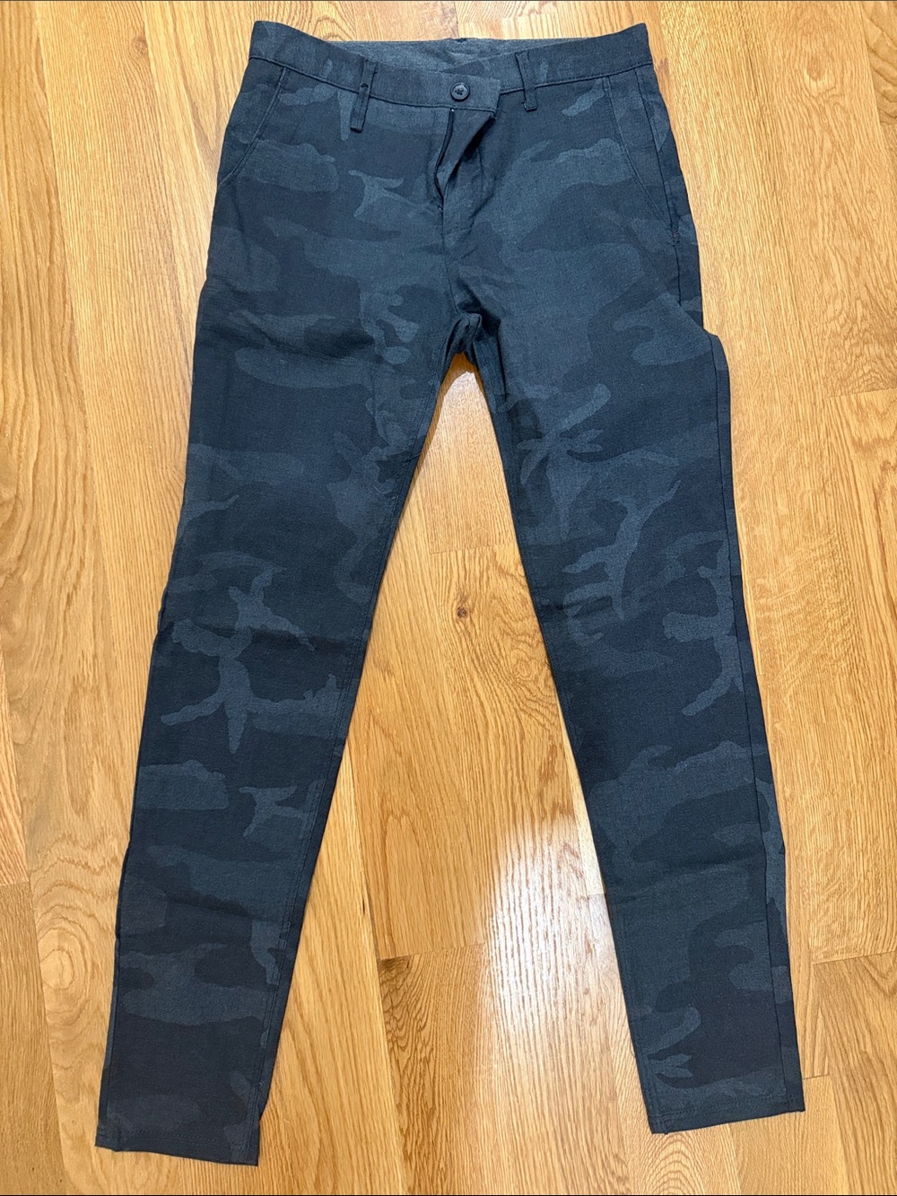 Zara Men's Slim Fit Camouflage Chino Pants - Black